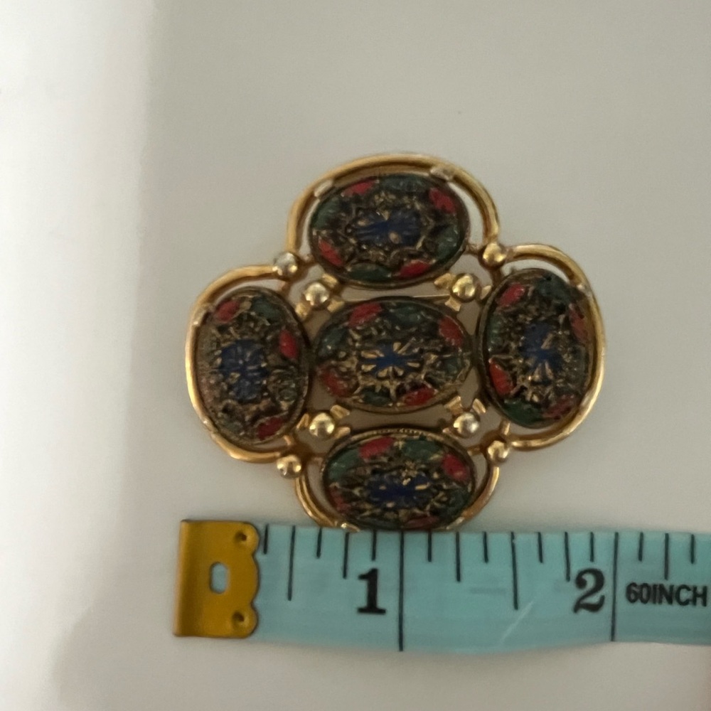 Vintage Sarah Coventry Gold Multicolor Brooch - Picture 4 of 5